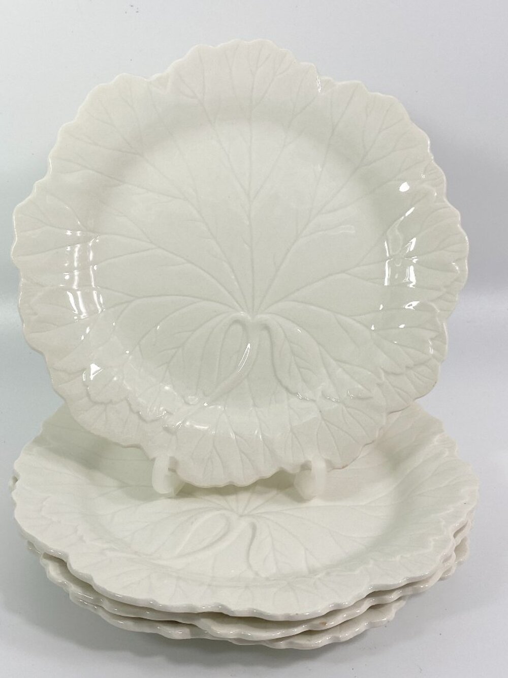 Wedgwood of Etruria & Barlaston White Cabbage Leaf Salad Plate 8" - Set of 4